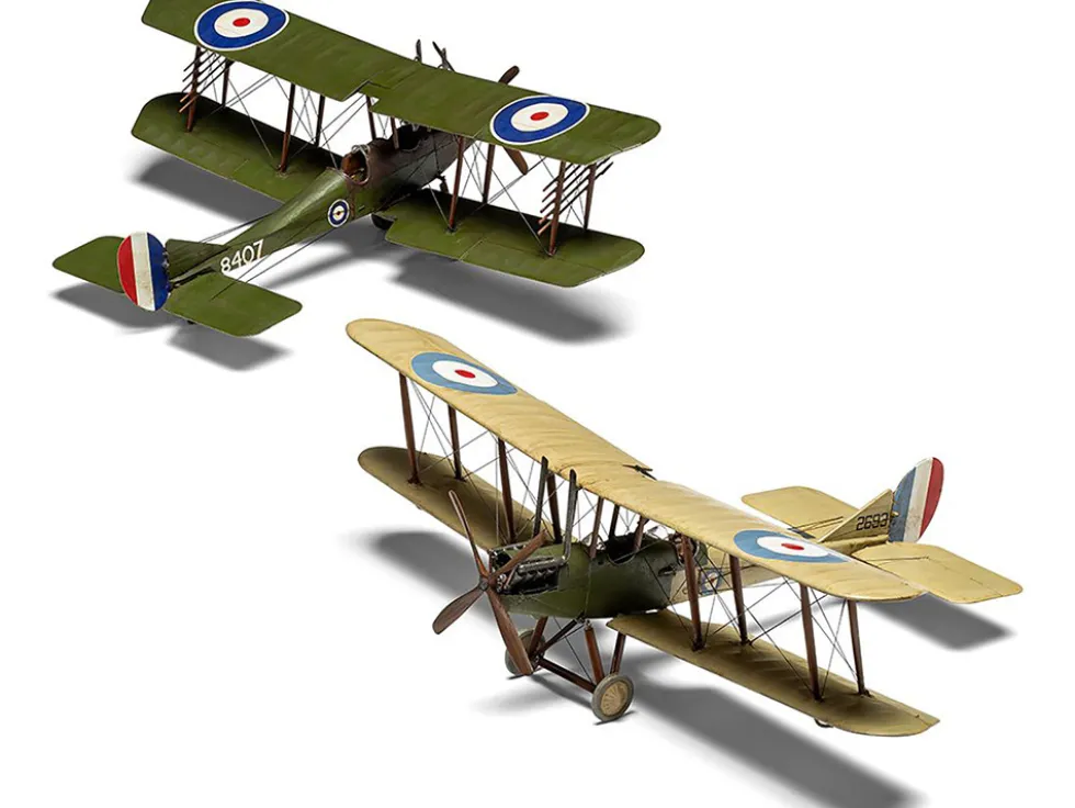 Level 2 Model Kit Royal Aircraft Factory BE2c Aircraft with 2 Scheme Options 1/72 Plastic Model Kit by Airfix