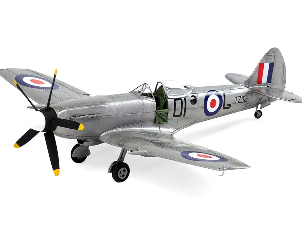 Level 2 Model Kit Supermarine Spitfire FR Mk.XIV Fighter Aircraft with 2 Scheme Options 1/48 Plastic Model Kit Airfix A05135