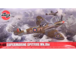 Level 2 Model Kit Supermarine Spitfire Mk.IXe Fighter Aircraft with 3 Scheme Options 1/48 Plastic Model Kit by Airfix