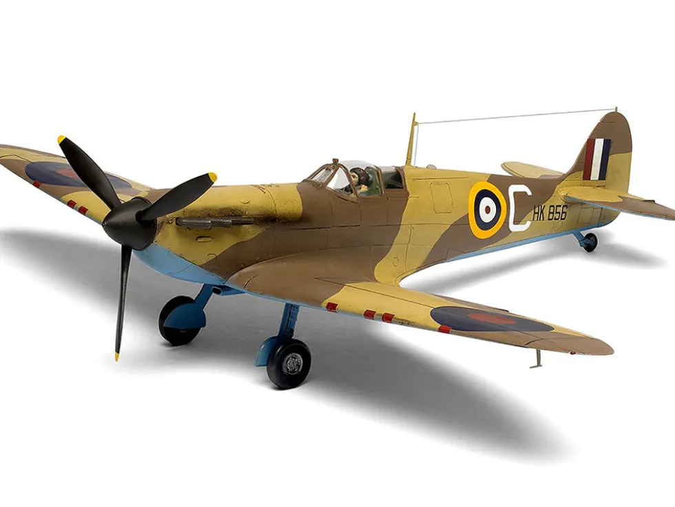 Level 2 Model Kit Supermarine Spitfire Mk.I Fighter Aircraft with 3 Scheme Options 1/48 Plastic Model Kit by Airfix