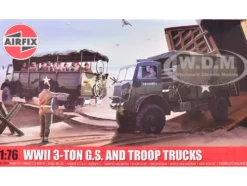 Level 2 Model Kit WWII 3-Ton General Service and Troop Trucks 1/76 Plastic Model Kit by Airfix