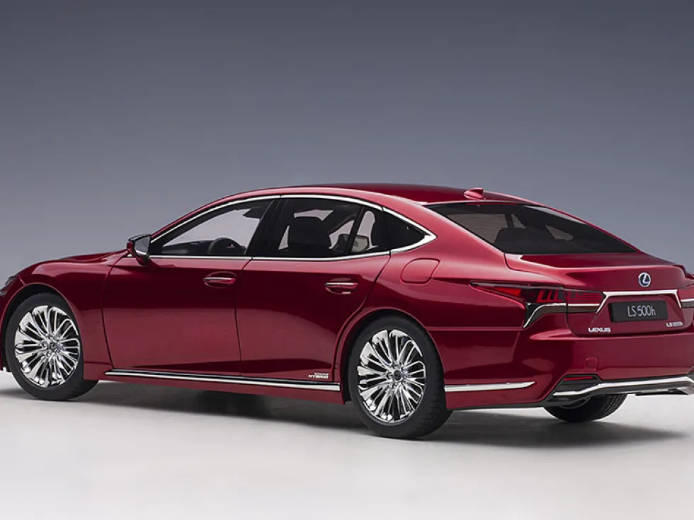 Lexus LS500h Morello Red Metallic Chrome Wheels 1/18 Model Car Autoart 78869