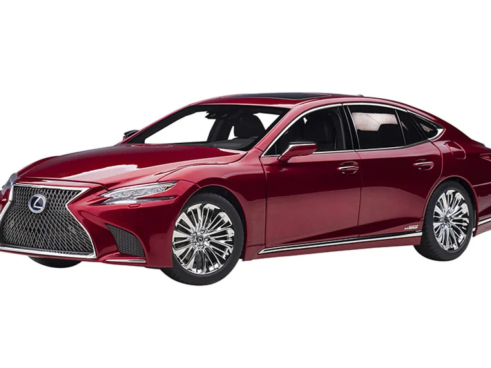 Lexus LS500h Morello Red Metallic Chrome Wheels 1/18 Model Car Autoart 78869