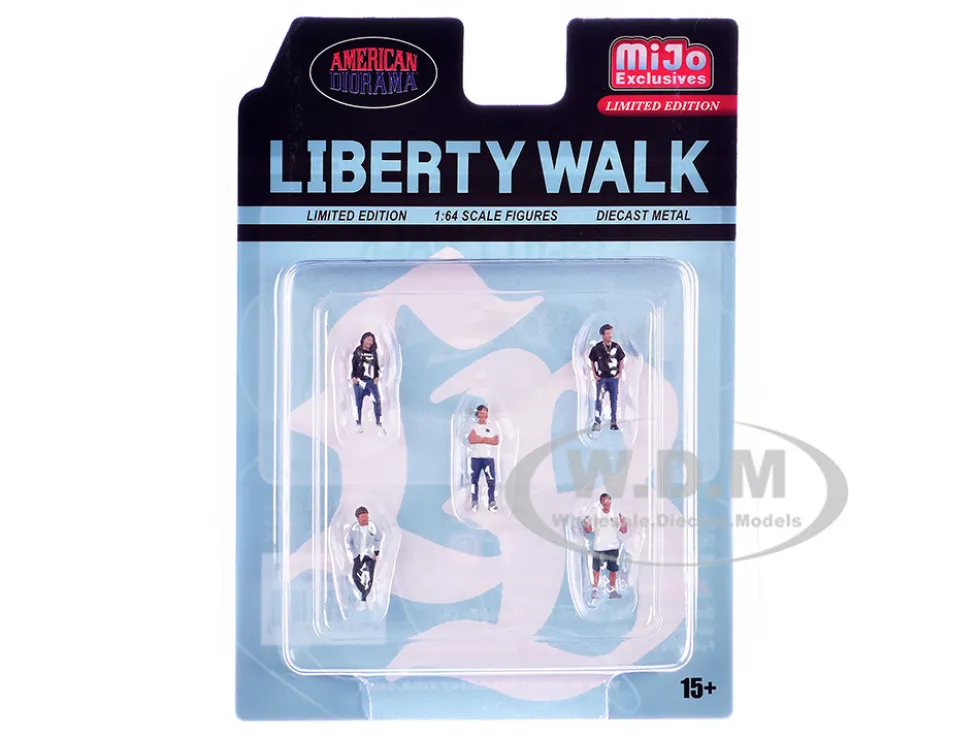 Liberty Walk Team 5 piece Diecast Figure Set (5 Figures) Limited Edition for 1/64 Scale Models by American Diorama