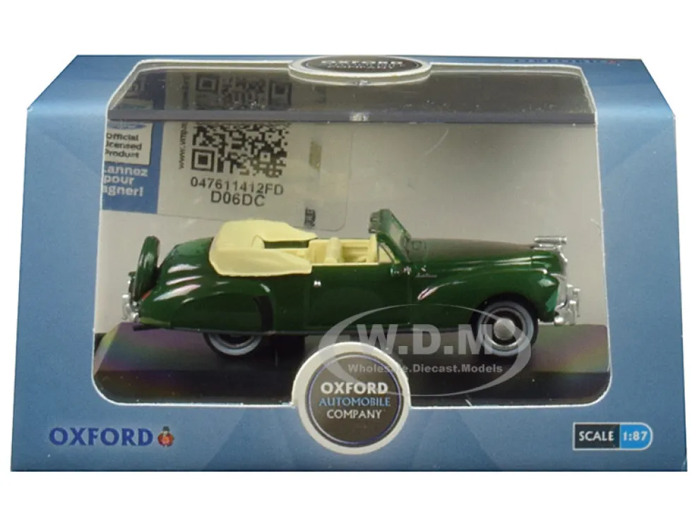 1941 Lincoln Continental Convertible Spode Green 1/87 HO Scale Diecast Model Car Oxford Diecast 87LC41002