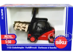 Linde Forklift Truck Red with 2 Pallet Accessories 1/50 Diecast Model Siku 1722
