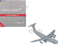 Lockheed C-5A Galaxy Transport Aircraft "Martinsburg Air Force Base" United States Air Force (68-0222) Gray "Gemini Macs" Series 1/400 Diecast Model Airplane by GeminiJets