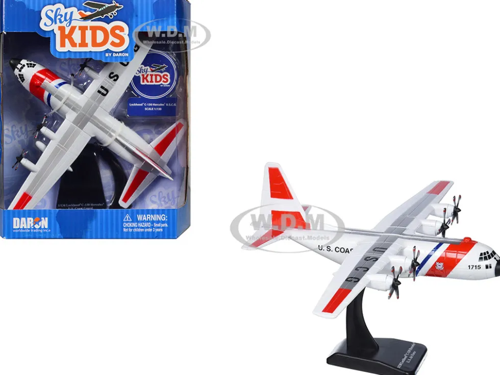 Lockheed C 130 Hercules Transport Aircraft United States Coast Guard Sky Kids Series 1/130 Plastic Model Airplane Daron NR20613
