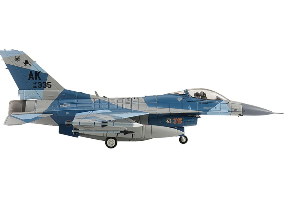 Lockheed F-16C Fighting Falcon Fighter Aircraft "86-0335, Blue Splinter, 354th Wing, 18th AGRS, Eielson AFB" (2018) United States Air Force "Air Power Series" 1/72 Diecast Model by Hobby Master