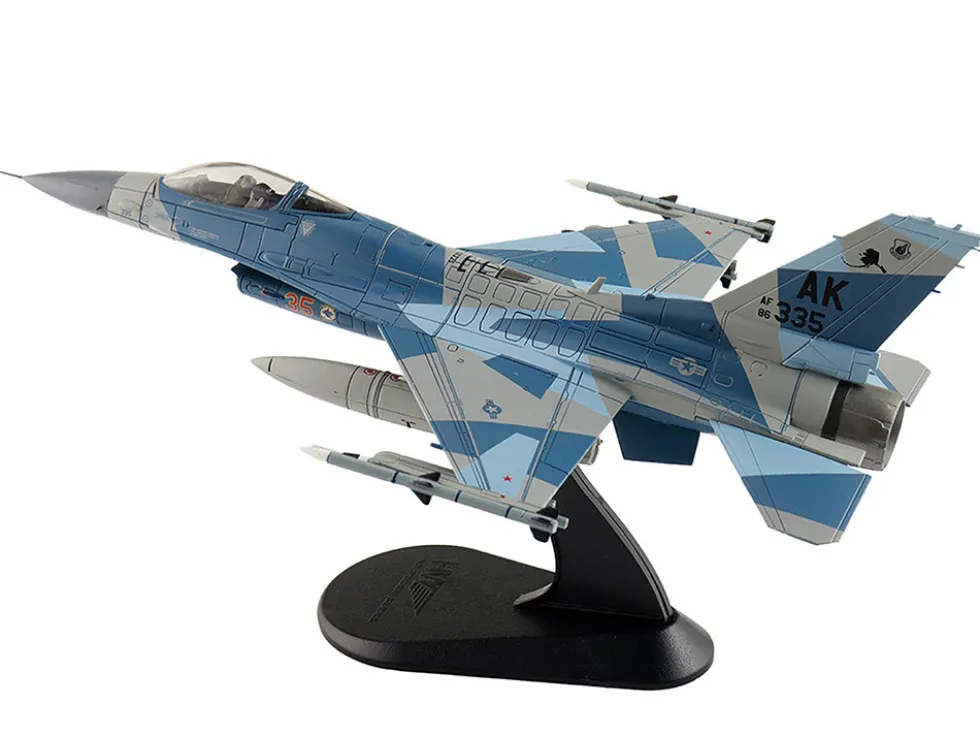 Lockheed F-16C Fighting Falcon Fighter Aircraft "86-0335, Blue Splinter, 354th Wing, 18th AGRS, Eielson AFB" (2018) United States Air Force "Air Power Series" 1/72 Diecast Model by Hobby Master