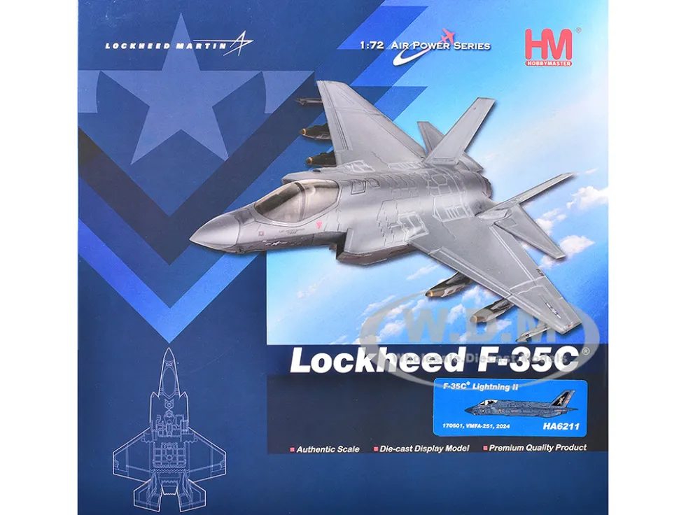 Lockheed F-35C Lightning II Aircraft "VMFA-251" (2024) United States Marine Corps "Air Power Series" 1/72 Diecast Model by Hobby Master