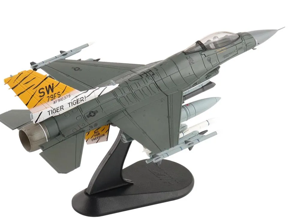 Lockheed F-16CM Fighting Falcon Fighter Aircraft "91-0379, Tiger Tiger 1, 79th Fighter Squadron, Shaw Air Force Base" (2023) United States Air Force "Air Power Series" 1/72 Diecast Model by Hobby Master