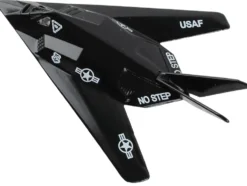 Lockheed F 117 Nighthawk Stealth Aircraft Black United States Air Force with Runway Section Diecast Model Airplane Runway24 RW100