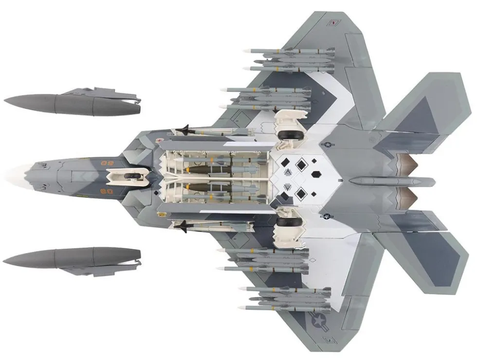 Lockheed F-22 Raptor Stealth Aircraft "Splinter Camouflage" United States Air Force "Air Power Series" 1/72 Diecast Model by Hobby Master