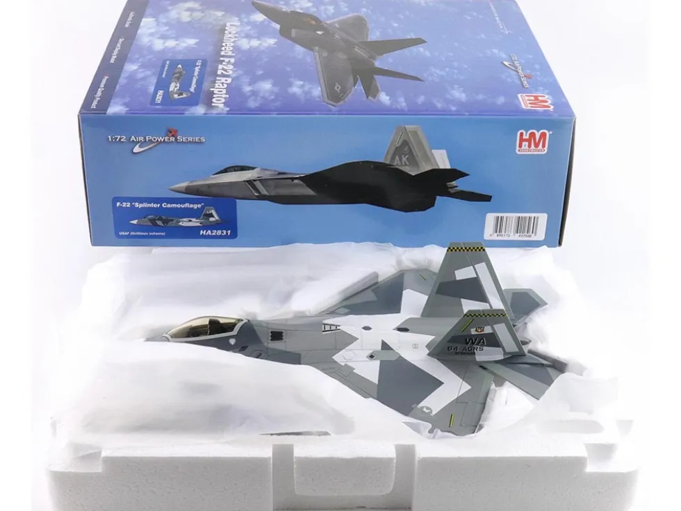 Lockheed F-22 Raptor Stealth Aircraft "Splinter Camouflage" United States Air Force "Air Power Series" 1/72 Diecast Model by Hobby Master