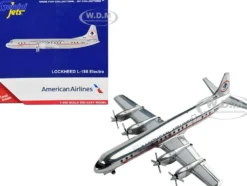 Lockheed L 188 Electra Commercial Aircraft American Airlines Silver with Red Stripes 1/400 Diecast Model Airplane GeminiJets GJ1718