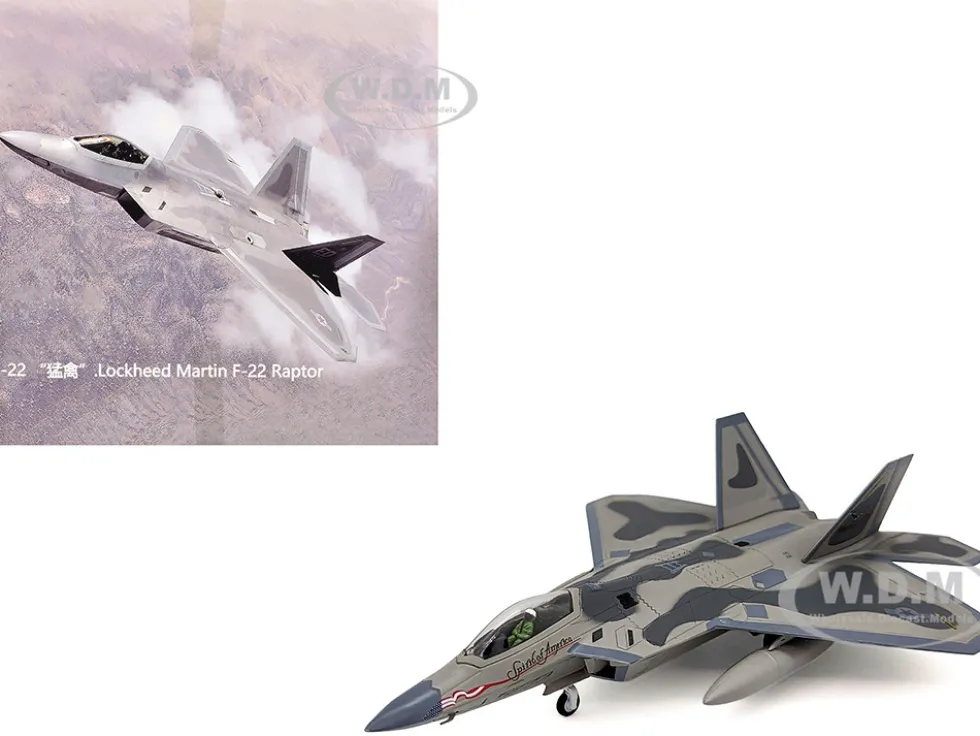 Lockheed Martin F-22A Raptor Aircraft "Spirit of America, 412th Test Wing, Edwards Air Force Base" (1997) United States Air Force 1/100 Diecast Model Airplane