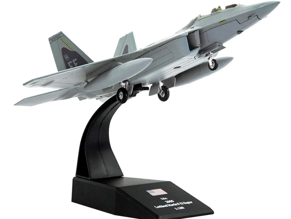 Lockheed Martin F-22A Raptor Stealth Aircraft "27th Figher Squadron, 1st Operations Group, Langley AFB" (2005) United States Air Force 1/100 Diecast Model Airplane