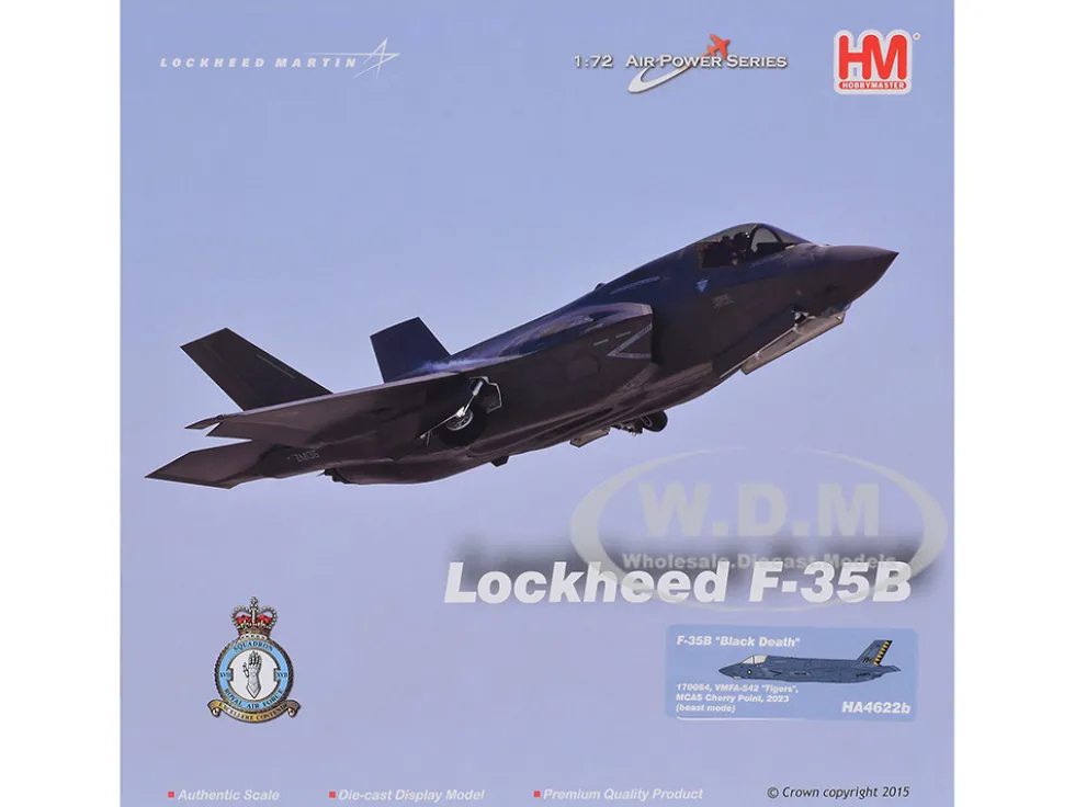 Lockheed Martin F-35B Lightning II Aircraft (Beast Mode) "Black Death, VMFA-542, MCAS Cherry Point" (2023) United States Marine Corps "Air Power Series" 1/72 Diecast Model by Hobby Master