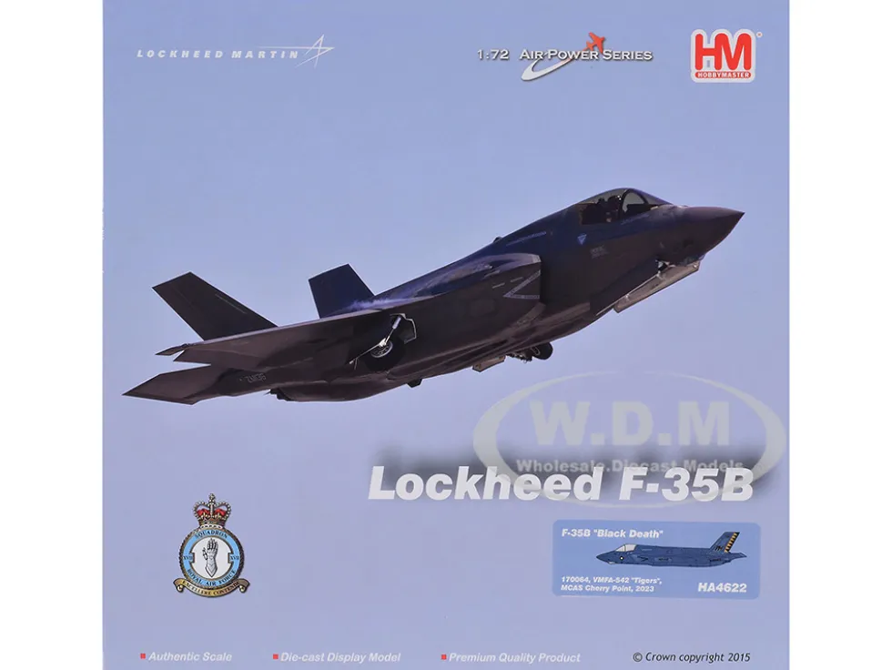 Lockheed Martin F-35B Lightning II Aircraft "Black Death, VMFA-542, MCAS Cherry Point" (2023) United States Marine Corps "Air Power Series" 1/72 Diecast Model by Hobby Master