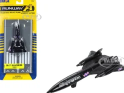 Lockheed SR 71 Blackbird Aircraft Black United States Air Force with Runway Section Diecast Model Airplane Runway24 RW230