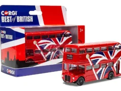 London Bus Red with UK Flag Graphics "Best of British" Series Diecast Model Car by Corgi