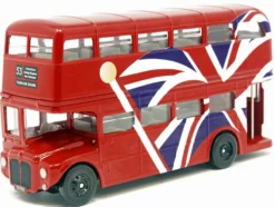 London Bus Red with UK Flag Graphics 