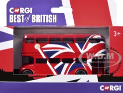 London Bus Red with UK Flag Graphics 