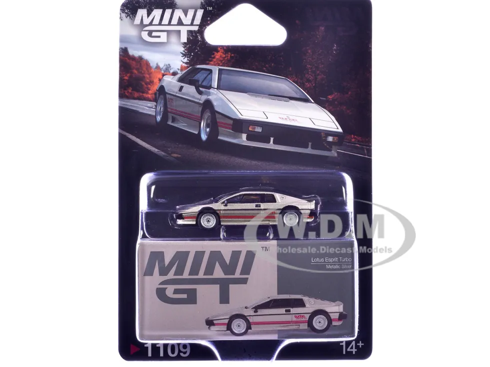 Lotus Esprit Turbo Silver Metallic with Red Stripes Limited Edition 1/64 Diecast Model Car by Mini GT