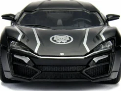 Lykan Hypersport Black with Black Panther Diecast Figurine Avengers Marvel Series 1/24 Diecast Model Car Jada 99723