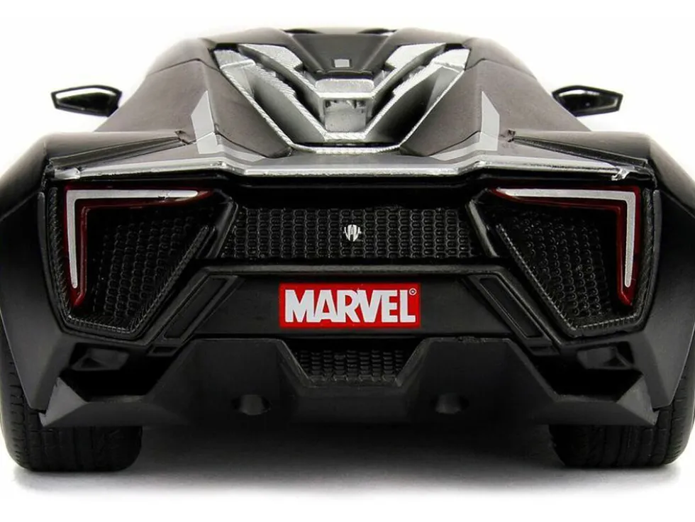 Lykan Hypersport Black with Black Panther Diecast Figurine Avengers Marvel Series 1/24 Diecast Model Car Jada 99723