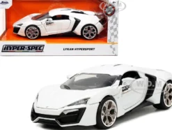 Lykan Hypersport White with Bronze Metallic Rear Spoiler HKS Hyper-Spec Series 1/24 Diecast Model Car Jada JA34030