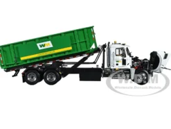 Mack Granite MP Waste Management Garbage Truck with Ribbed Roll Off Container White 1/34 Diecast Model First Gear FG10-4305D