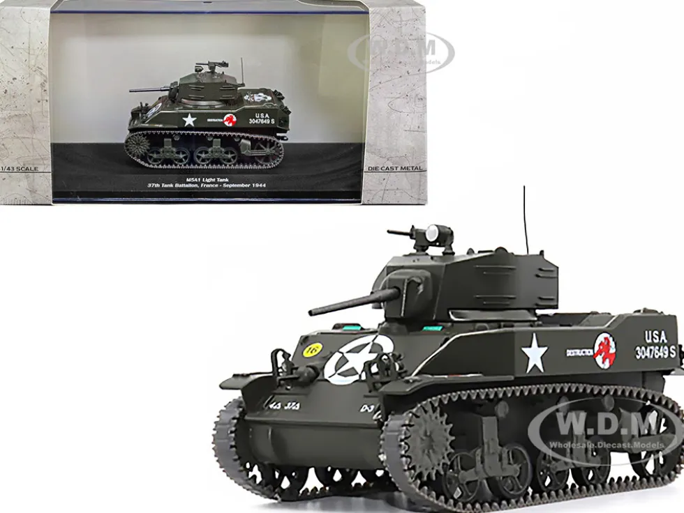 M5A1 Light Tank #16 Destruction U.S.A. 37th Tank Battalion France September 1944 1/43 Diecast Model AFVs WWII 23172-44