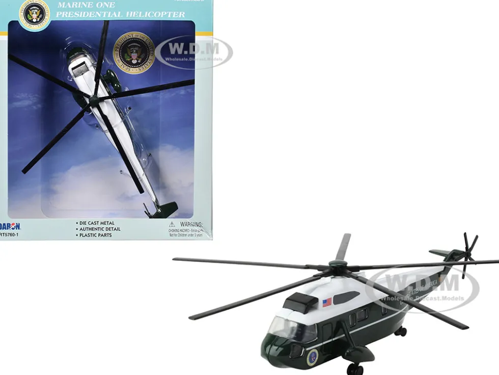 Marine One Presidential Helicopter "United States of America" Dark Green and White Diecast Model by Daron