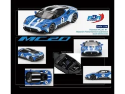 Maserati MC20 #1 Blue with White Stripes and Black Top
