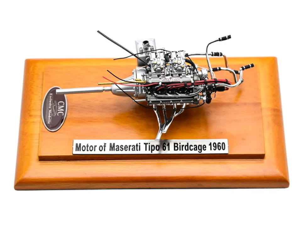1960 Maserati Tipo 61 Birdcage Engine with Display Showcase 1/18 Diecast Model CMC 126