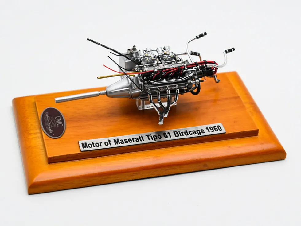 1960 Maserati Tipo 61 Birdcage Engine with Display Showcase 1/18 Diecast Model CMC 126