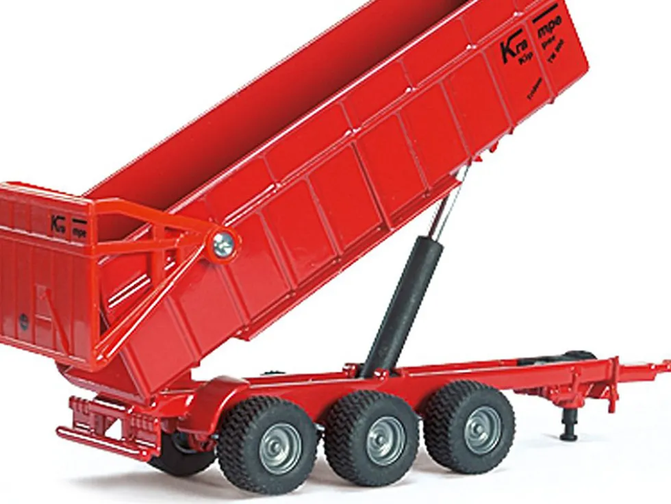 Massey Ferguson 8480 Dyna VT Tractor Red with Silver Top and Krampe Dump Trailer Red 1/87 HO Diecast Models Siku SK1844