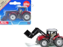 Massey Ferguson Tractor with Front Loader Red with Silver Top Diecast Model Siku SK1484