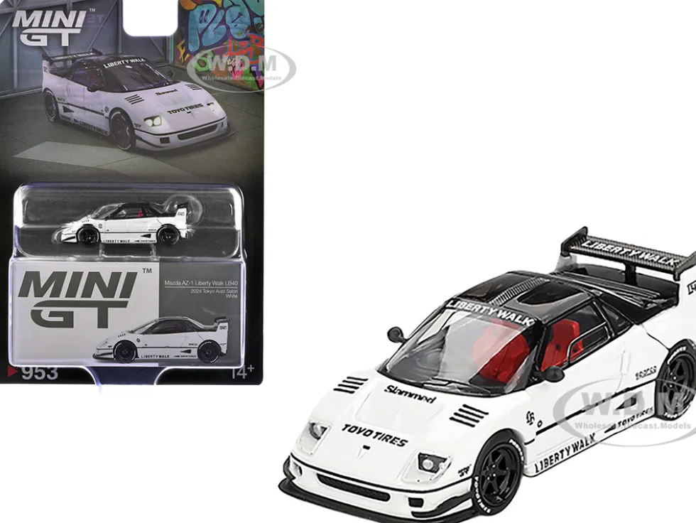 Mazda AZ-1 Liberty Walk LB40 RHD (Right Hand Drive) White with Black Top "2024 Tokyo Auto Salon" Limited Edition 1/64 Diecast Model Car by Mini GT