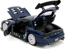 1993 Mazda RX-7 Dark Blue with Graphics and Kakashi Hatake Diecast Figure 