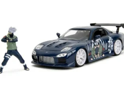 1993 Mazda RX-7 Dark Blue with Graphics and Kakashi Hatake Diecast Figure 