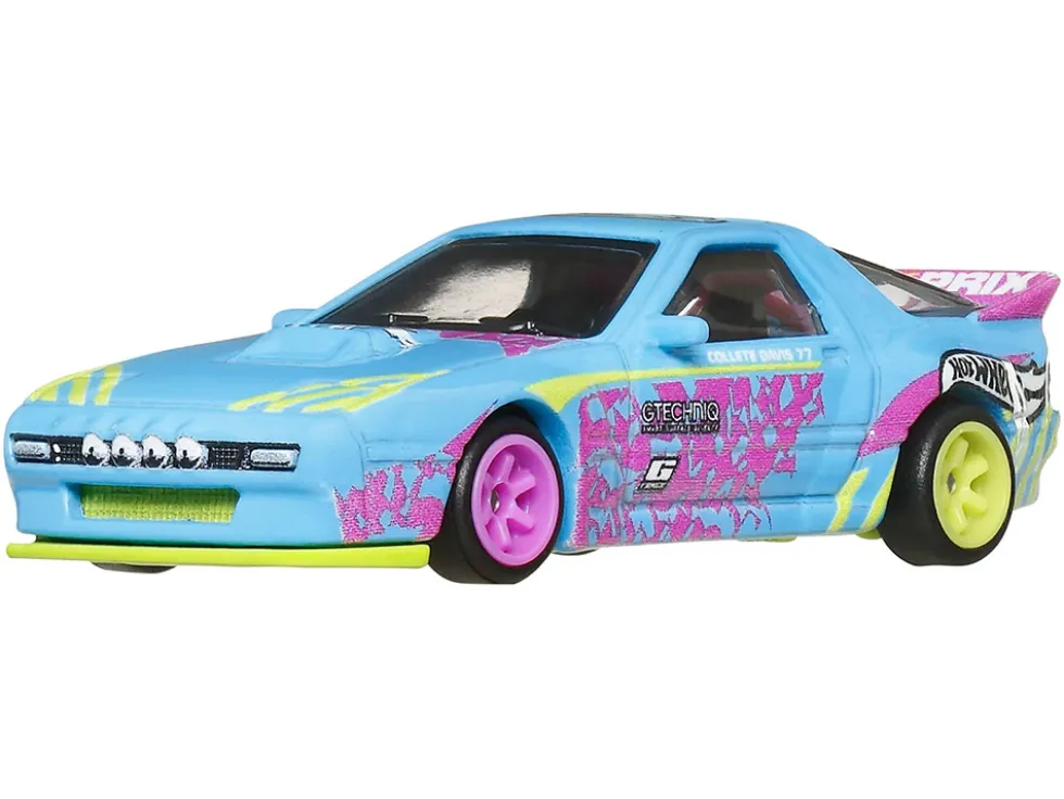 Mazda RX7 FC PANDEM Blue with Graphics "Silhouettes" Series Diecast Model Car by Hot Wheels