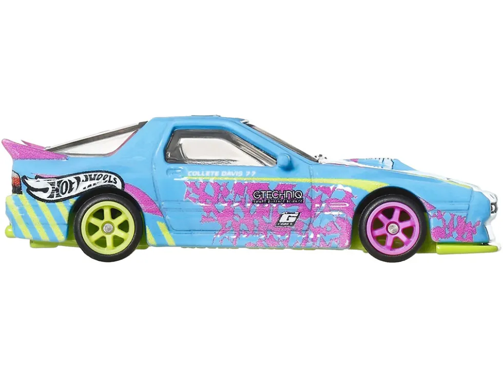 Mazda RX7 FC PANDEM Blue with Graphics "Silhouettes" Series Diecast Model Car by Hot Wheels