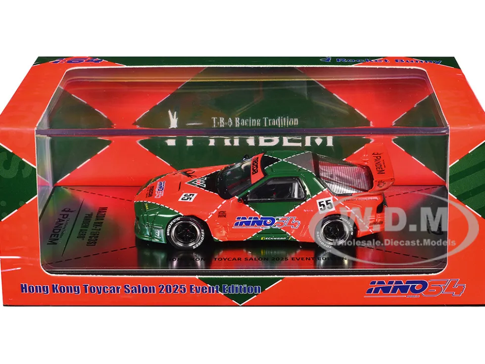 Mazda RX7 (FC3S) "Pandem Aero" RHD (Right Hand Drive) #55 Red and Green "Hong Kong Toycar Salon 2025 Event Edition" 1/64 Diecast Model Car by Inno Models