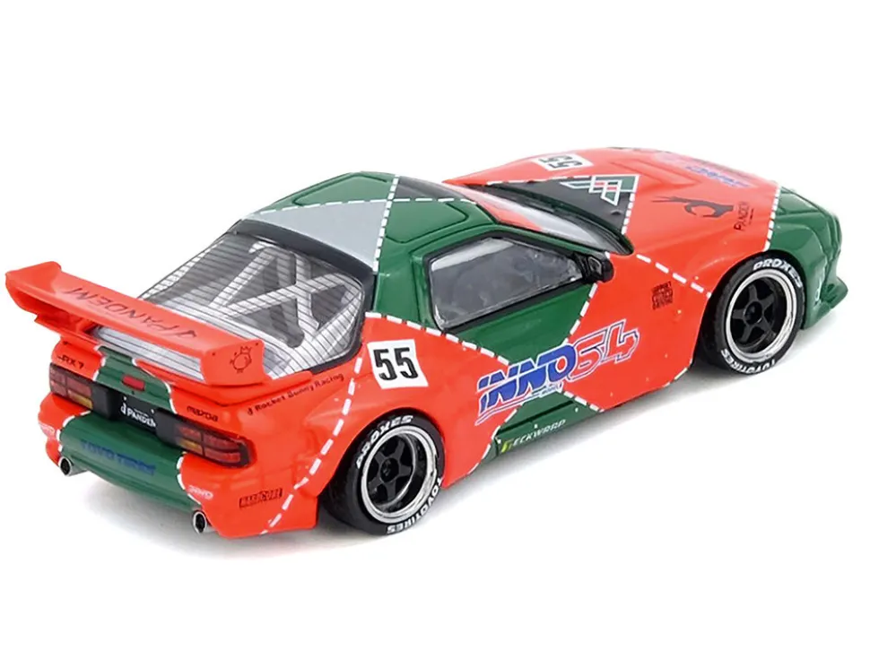 Mazda RX7 (FC3S) "Pandem Aero" RHD (Right Hand Drive) #55 Red and Green "Hong Kong Toycar Salon 2025 Event Edition" 1/64 Diecast Model Car by Inno Models