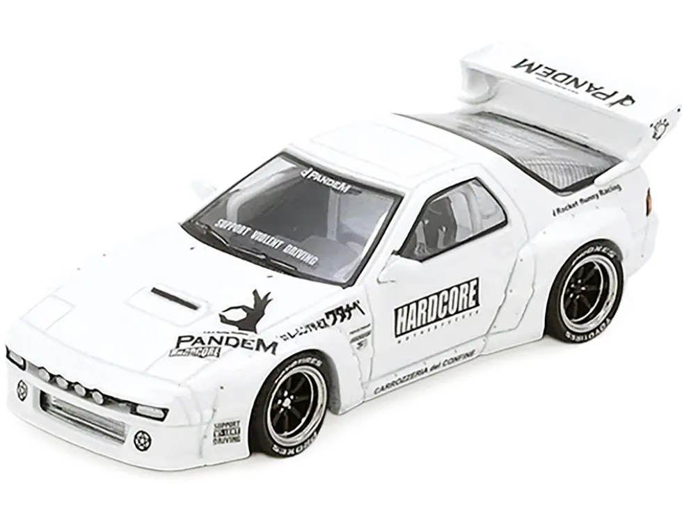 Mazda RX7 (FC3S) "Pandem Aero" Widebody Kit White with Graphics 1/64 Diecast Model Car by Inno Models