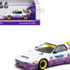 Mazda RX-7 FC3S Pandem RHD (Right Hand Drive) #66 White and Purple with Graphics "Hobby64" Series 1/64 Diecast Model Car by Tarmac Works