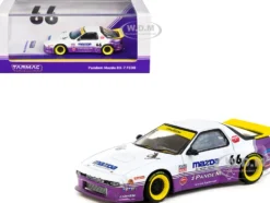 Mazda RX-7 FC3S Pandem RHD (Right Hand Drive) #66 White and Purple with Graphics "Hobby64" Series 1/64 Diecast Model Car by Tarmac Works